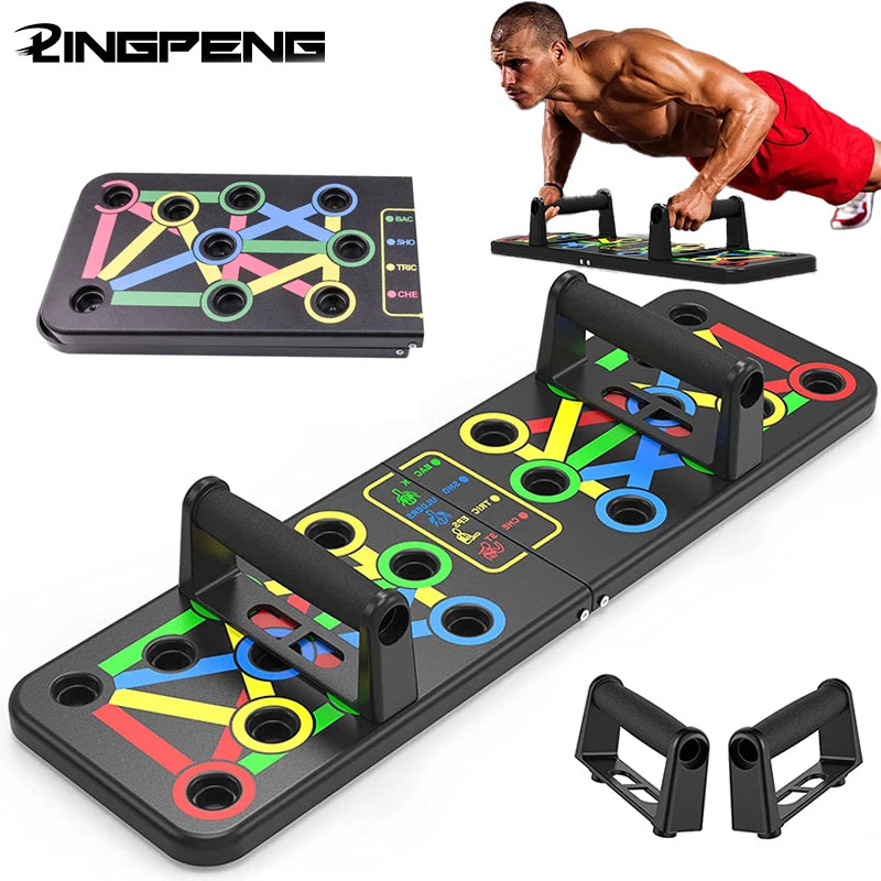 Folding Push-Up Board Chest Expansion Adult Multi-Mode Adjustable with Chest Abdomen Back Partition Core Muscle Exerciser